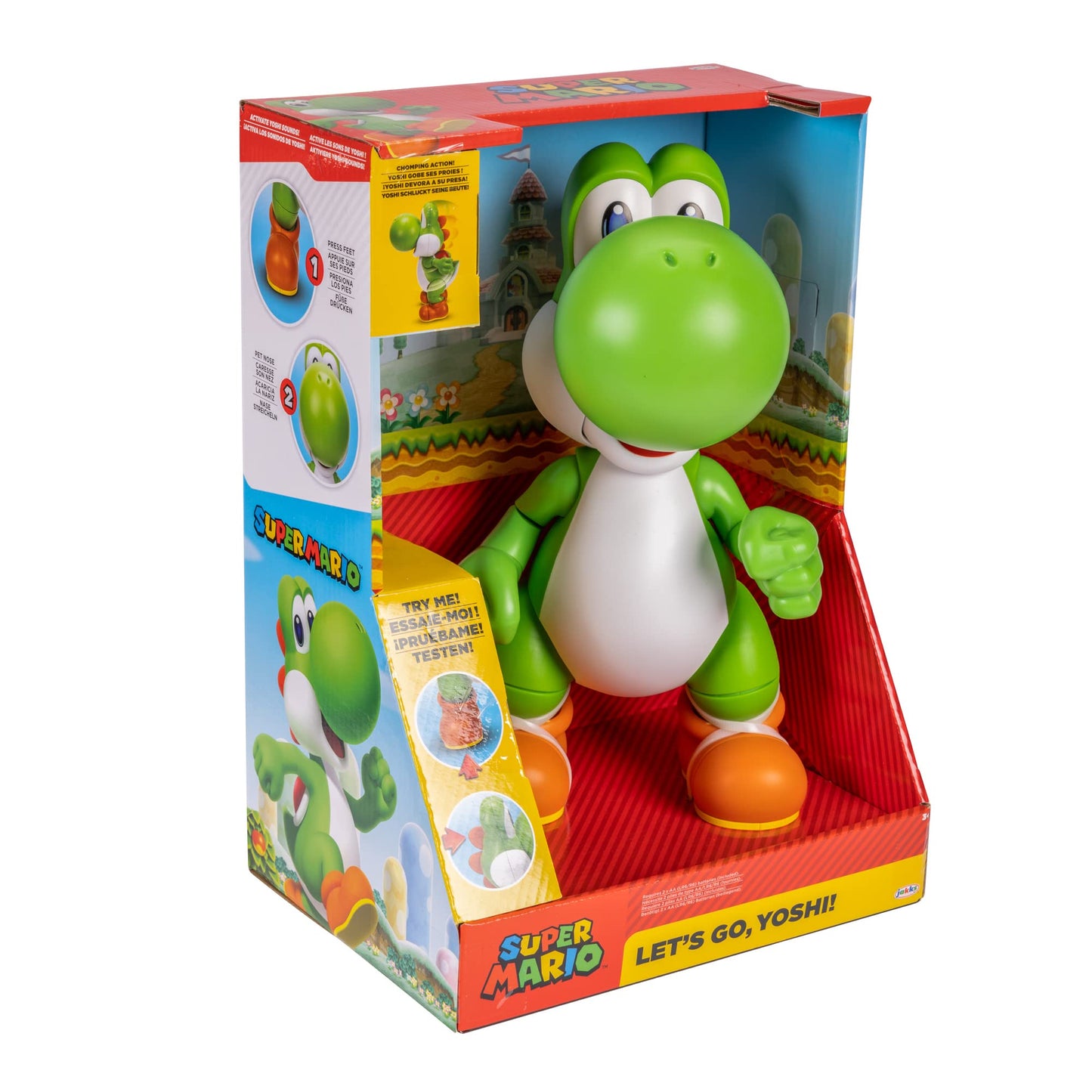Super Mario Nintendo Yoshi plush toy, 14-inch with 13 articulation points, motion-activated sounds, and over 20 phrases.
