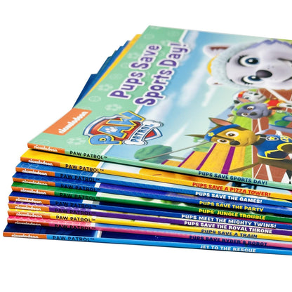 Nickelodeon Paw Patrol 10 Books Collection Set(Pups Meet The Mighty Twins, Save A Train, Save The Games, Save Sports Day,Save Ryders Robot, The Royal Throne,A Pizza Tower!, Jungle Trouble & More)