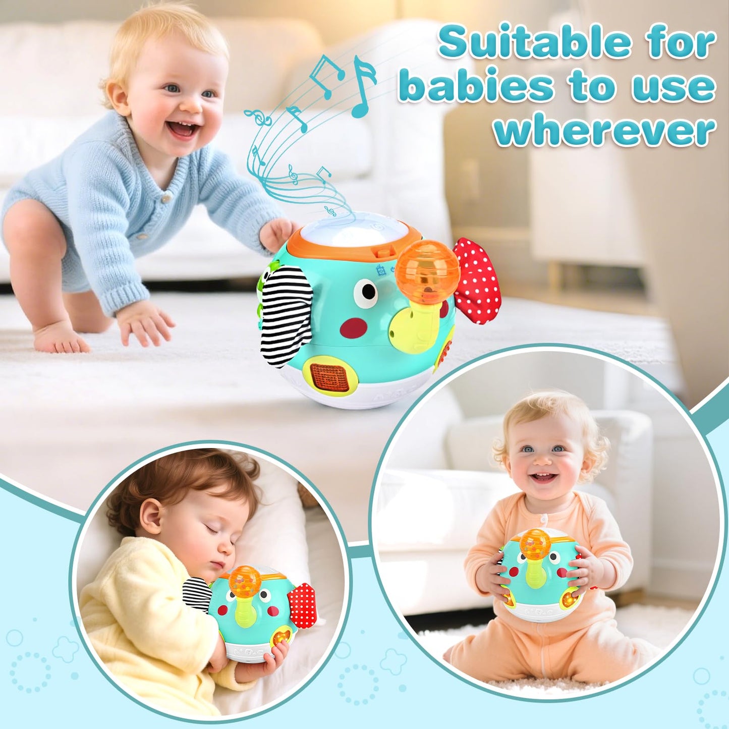 Baby Toys 6 to 12 Months Crawling Toys Walking Elephant Toys with Music Sensory Toys for Babies Gifts for 1 Year Old Boy Girl