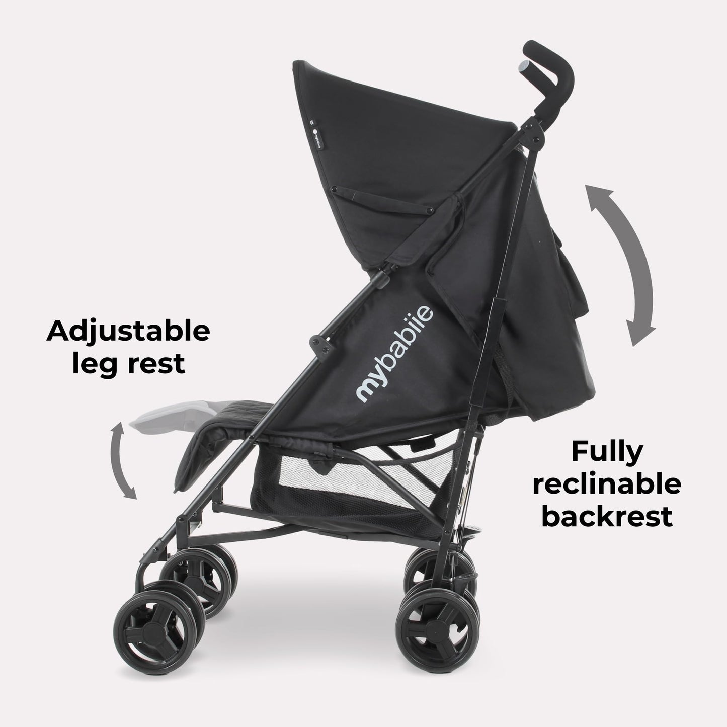 My Babiie MB01 Stroller - from Birth to 4 Years (22kg), Lightweight & Compact Umbrella Fold, Travel Buggy for Toddlers - Black