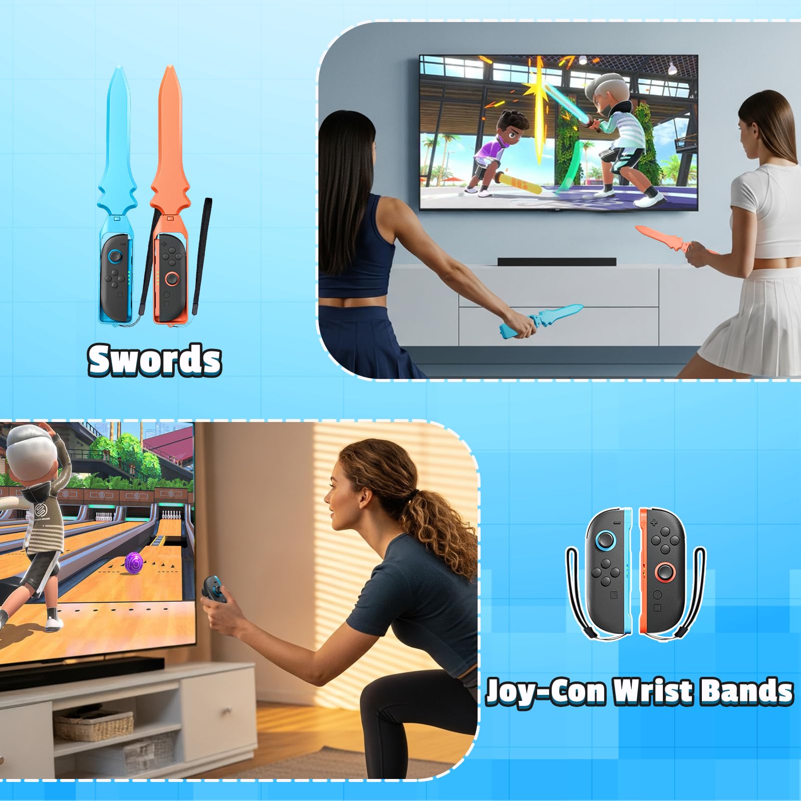 BRHE 18-in-1 Switch sports accessories bundle for Nintendo Switch 2, including game controllers and party game gear for kids and adults