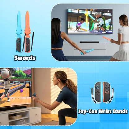 BRHE 18-in-1 Switch sports accessories bundle for Nintendo Switch 2, including game controllers and party game gear for kids and adults