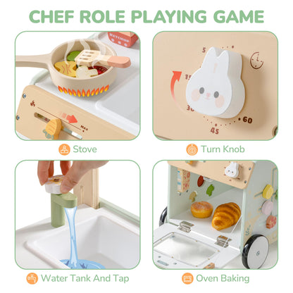 ROBUD wooden baby walker with sensory play, storage basket, adjustable height and speed control, for toddlers 10-36 months.