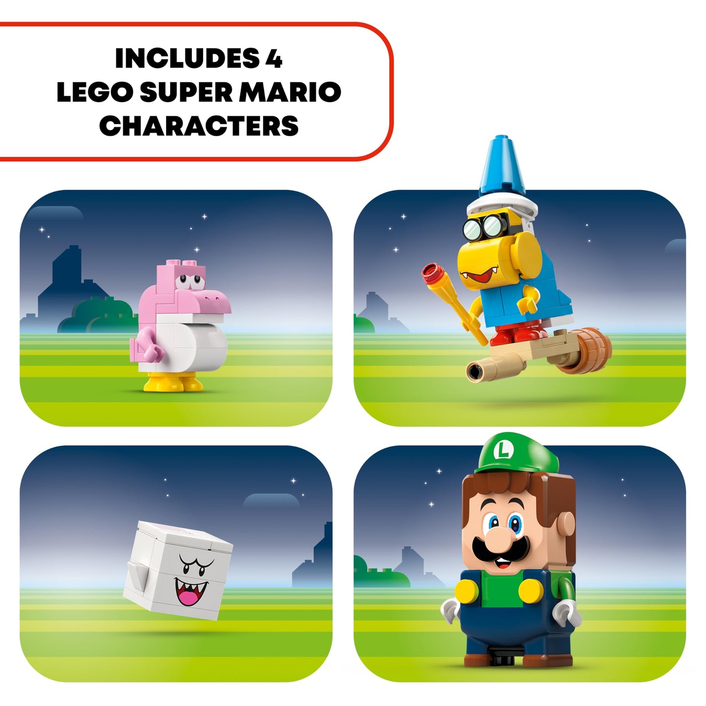 LEGO Super Mario Adventures set featuring LEGO Luigi, pink Baby Yoshi figure, colorful garden playset for kids and gamers