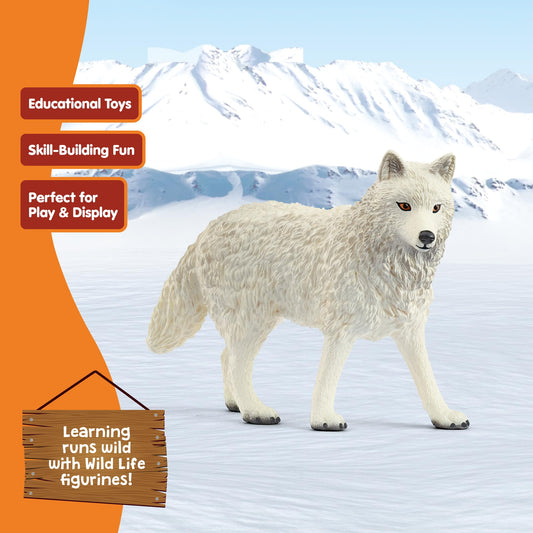 SCHLEICH Wild Life - 3" Arctic Wolf Toy Figurine. Realistic Hand-Painted Hard Animal Toys for Boys and Girls. Durable Educational Wolf Figure for Imaginative Play. Kids and Toddlers Ages 3+ 14880