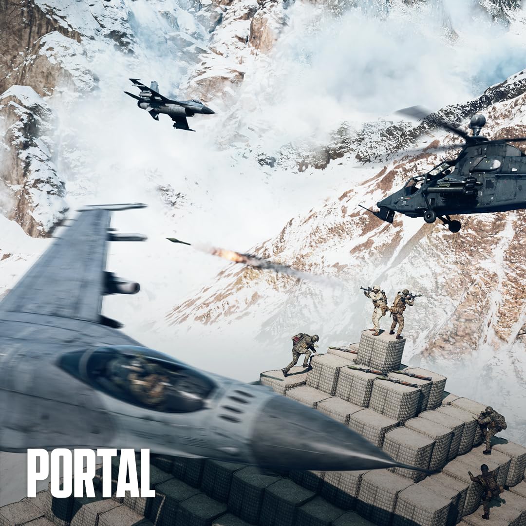 Screenshot from Battlefield 6 video game for Sony PlayStation 5 showing in-game action and futuristic military scenes.