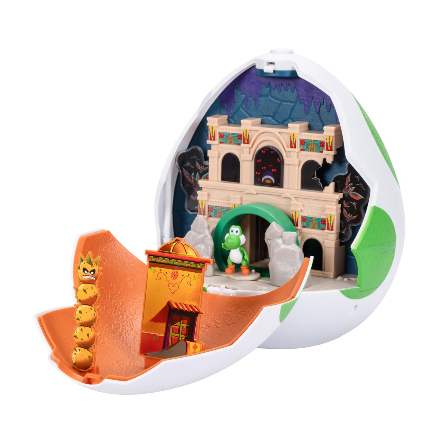 Super Mario Galaxy Yoshi Egg playset with 1.5-inch action figures, official licensed by Jakks Pacific, includes mini figures for ages 3+.