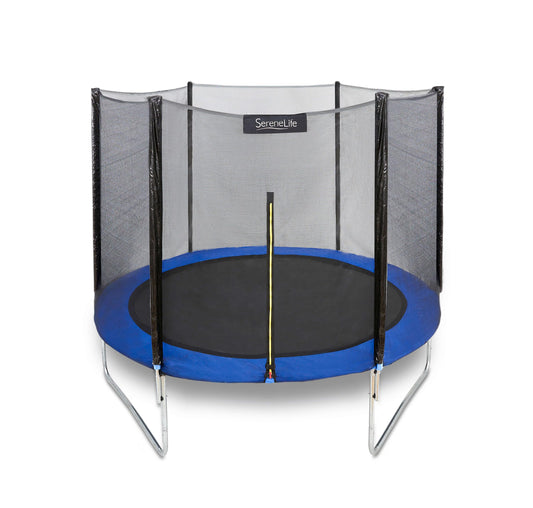 SereneLife Outdoor Trampoline for Kids and Adults - 8ft 10ft 12ft - ASTM Certified Heavy Duty Garden Trampoline with Safety Poles Netting and Stable Rustproof Frame