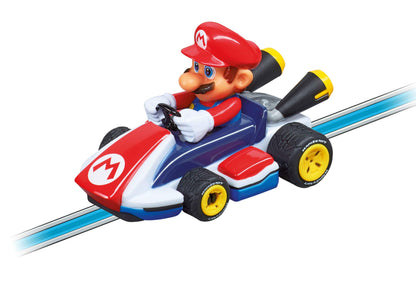 Carrera FIRST Nintendo Mario Kart slot car racing set with flip elements, 2.9 meters long, suitable for children aged 3 and up.