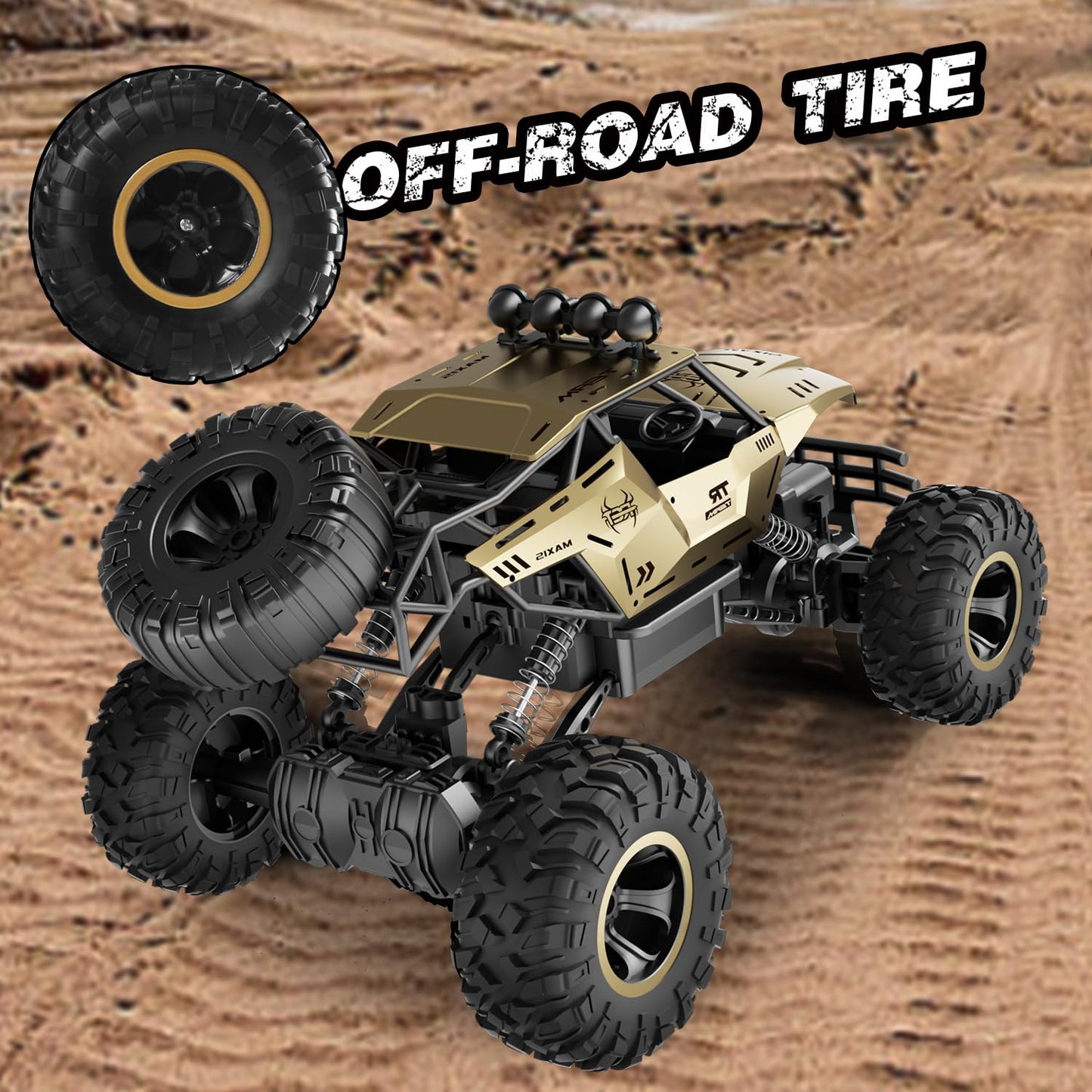 Jiakora 1:12 Remote Control Car Off-Road RC Car Monster Truck,Metal Shell 4WD Dual Motors LED Headlight Rock Crawler,2.4Ghz All Terrain Hobby Truck,2 Batteries for 90 Min Play,Boy Adult Gifts Toys
