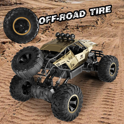 Jiakora 1:12 Remote Control Car Off-Road RC Car Monster Truck,Metal Shell 4WD Dual Motors LED Headlight Rock Crawler,2.4Ghz All Terrain Hobby Truck,2 Batteries for 90 Min Play,Boy Adult Gifts Toys