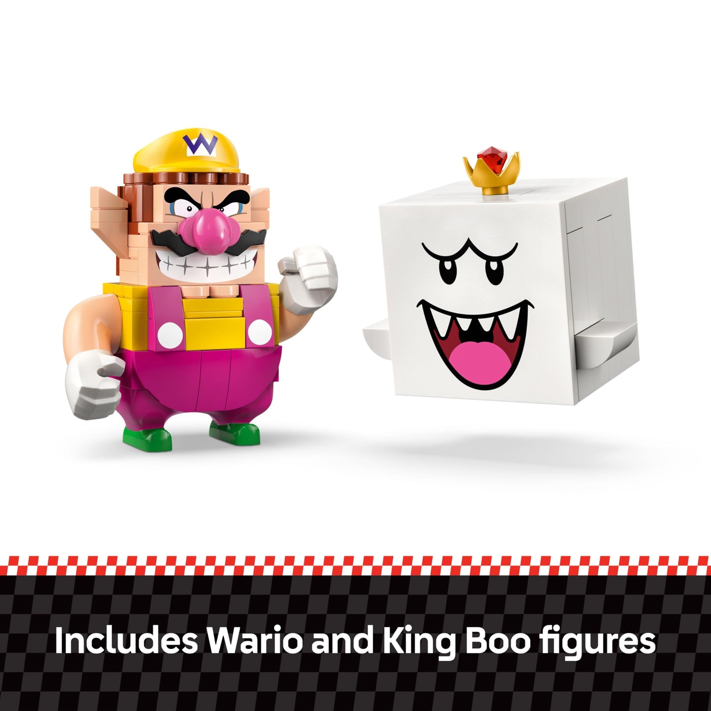 LEGO Super Mario Wario & King Boo figure set with 2 cars, interactive toy for kids aged 8+, perfect for play and display