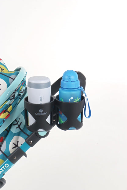 LittleLife Double Buggy And Pushchair Universal Cup Holder Adjustable Bottle Organiser for Stroller, Drink and Coffee Cup Holder, Double