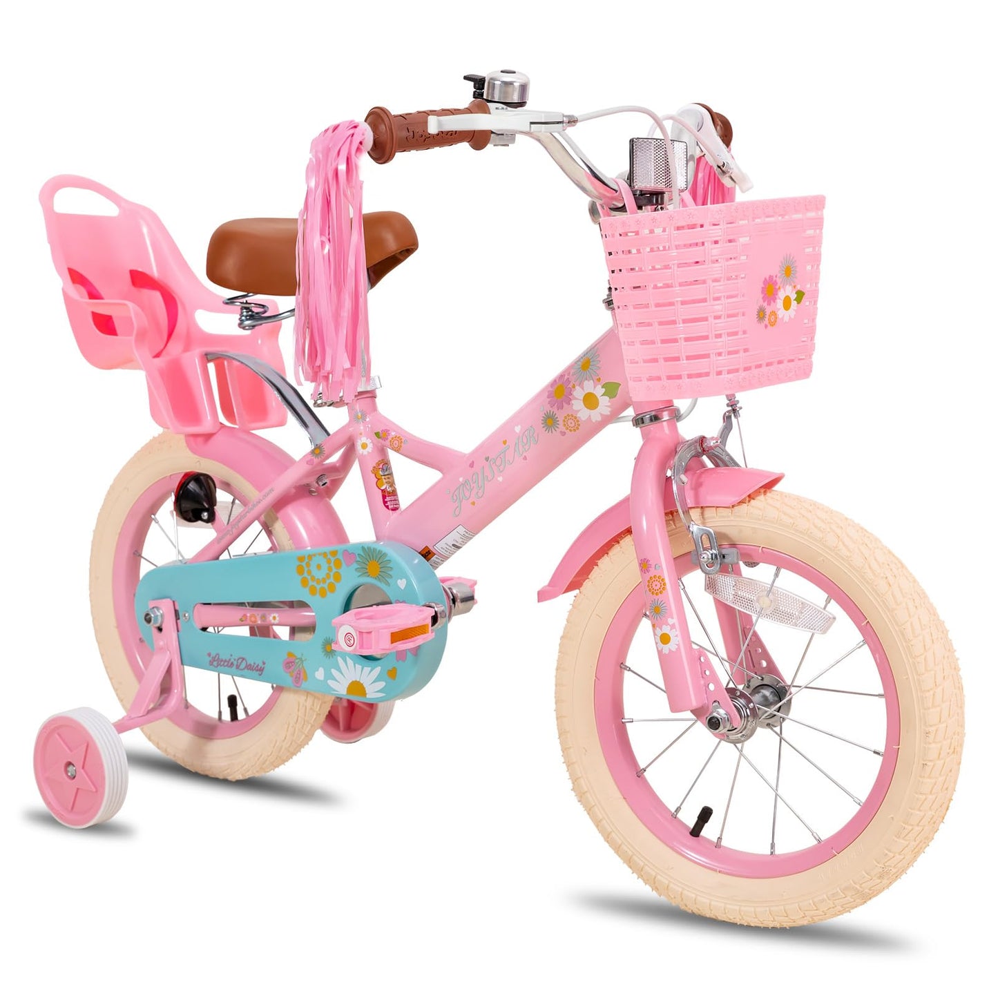 JOYSTAR Little Daisy 16 Inch Kids Bike for 4 5 6 7 Years Girls and boys, Child Bicycle with Training Wheels & Basket & Streamer, Pink Toddler Cycle
