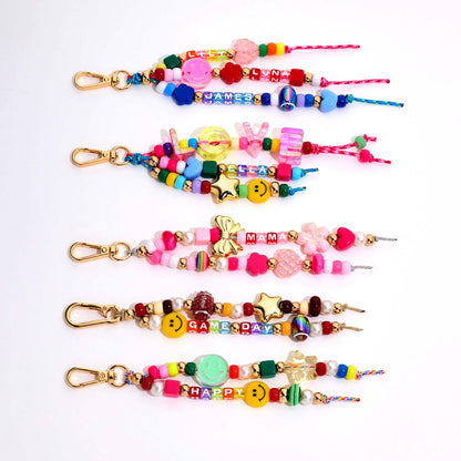TOVABA Keychain Making Kit for Kids and Adults - Jewelry Bead Craft Set with Colorful Beads, Letters, Charms, Keyrings, and Tools for DIY Accessories