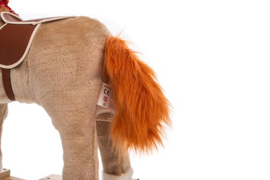 NINODOVAE Kids Rocking horse,Plush Stuffed Animal Rocker, for kids 1-3 years (light brown)