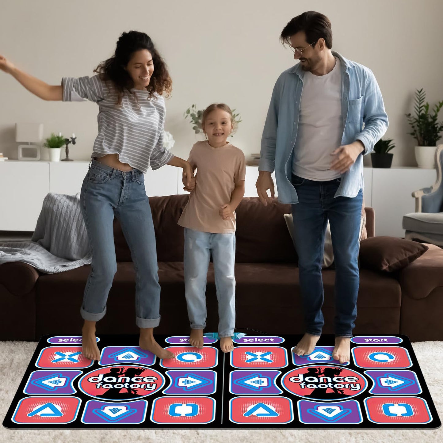 Eznaobo musical dance mat for TV and computer with wireless controller, featuring colorful dance floor, sensors, and game buttons.
