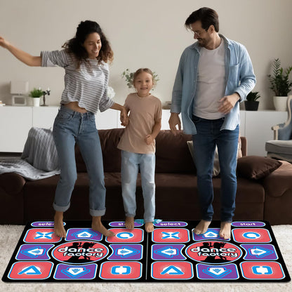 Eznaobo musical dance mat for TV and computer with wireless controller, featuring colorful dance floor, sensors, and game buttons.