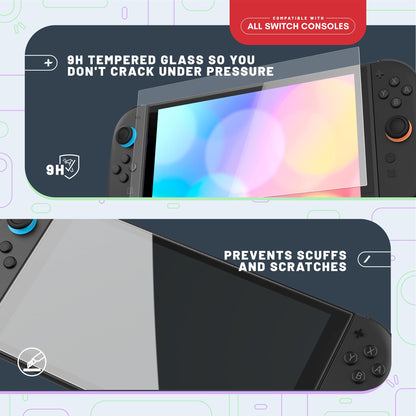 STEALTH 3-in-1 accessory bundle for Nintendo Switch, Switch 2, and OLED featuring gaming grips, screen protector, and carrying case