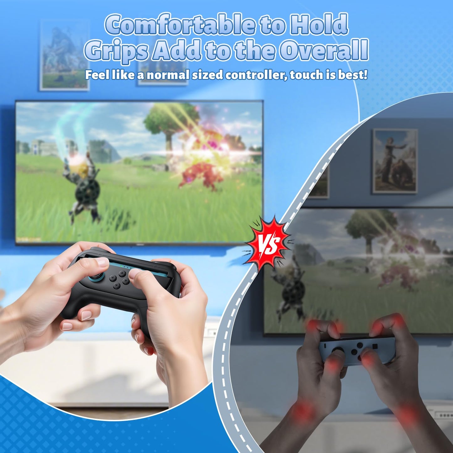 FASTSNAIL black Nintendo Switch 2 Joy-Con grips with anti-slip, wear-resistant handles, designed for Switch 2 and OLED controllers.