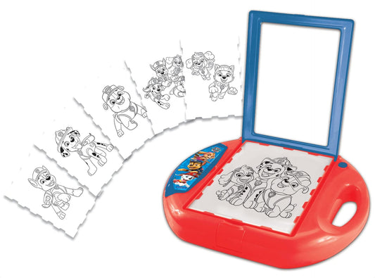 LEXIBOOK, Paw Patrol, Drawing Projector, 4 tampons, 10 templates, lighting screen, 1 pen included, artistic and creative toy for girls and boys, Red/Blue, CR310PA