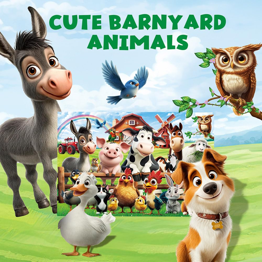 BenBen Large Floor Puzzles for Kids, 48 Pieces, Jigsaw Puzzle for Kids Age 3 Years Up, 90 x 60 cm, Educational Toys for Children, Gift for Boys and Girls, Farm Animals