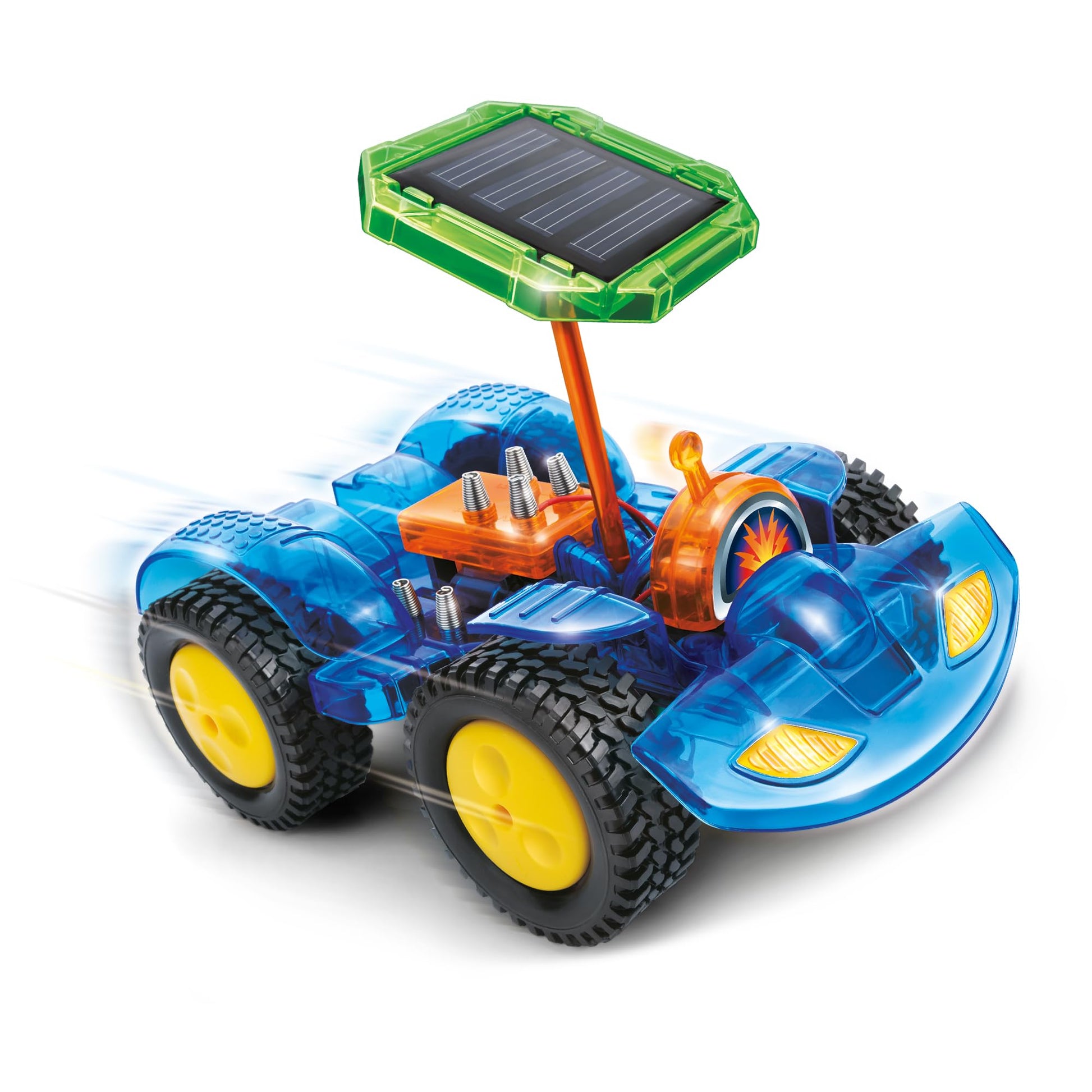 Science Mad renewable energy electric car kit for kids, featuring solar panel and hand-powered generator, STEM toy for ages 8+.