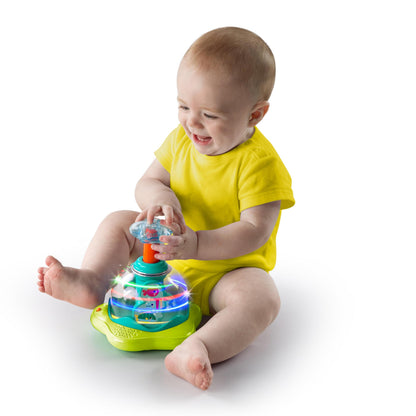 Bright Starts Press and Glow Spinner musical baby toy with multicoloured buttons and cause-and-effect features for infants 6 months+