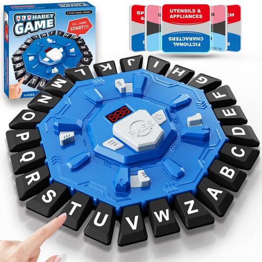 Word Game Family Board Games for Kids & Adults with 2 Modes,220 Topic Categories 24 Letters Pressing Game,Fun Fast-Paced Puzzle Games for Boys Girls Age 3+, 2-8 Players,Christmas & Birthday Gifts,Blue