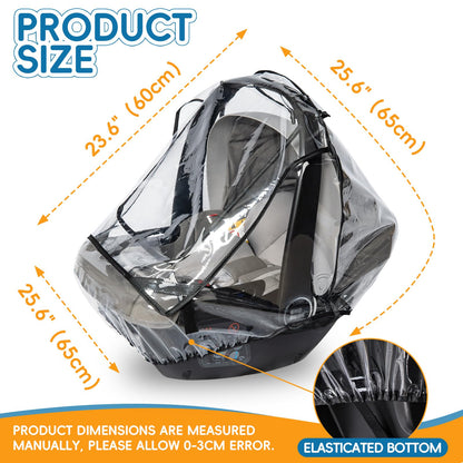 Bemece Universal Car Seat Rain Cover, Baby Car Seat Rain Cover with Side Ventilation and Quick-Access Large Window, Easy Carry for Multi-Brand Car Seats