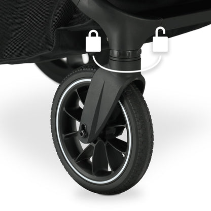 Deryan EVY V2 Pram for 2 Children, Newborn Preschool Toddlers and Toddlers of Preschool Age, Baby Pram Buggy up to 50 kg, Baby Pram, Travel Suitcase, 2-in-1 Complete Set, Black