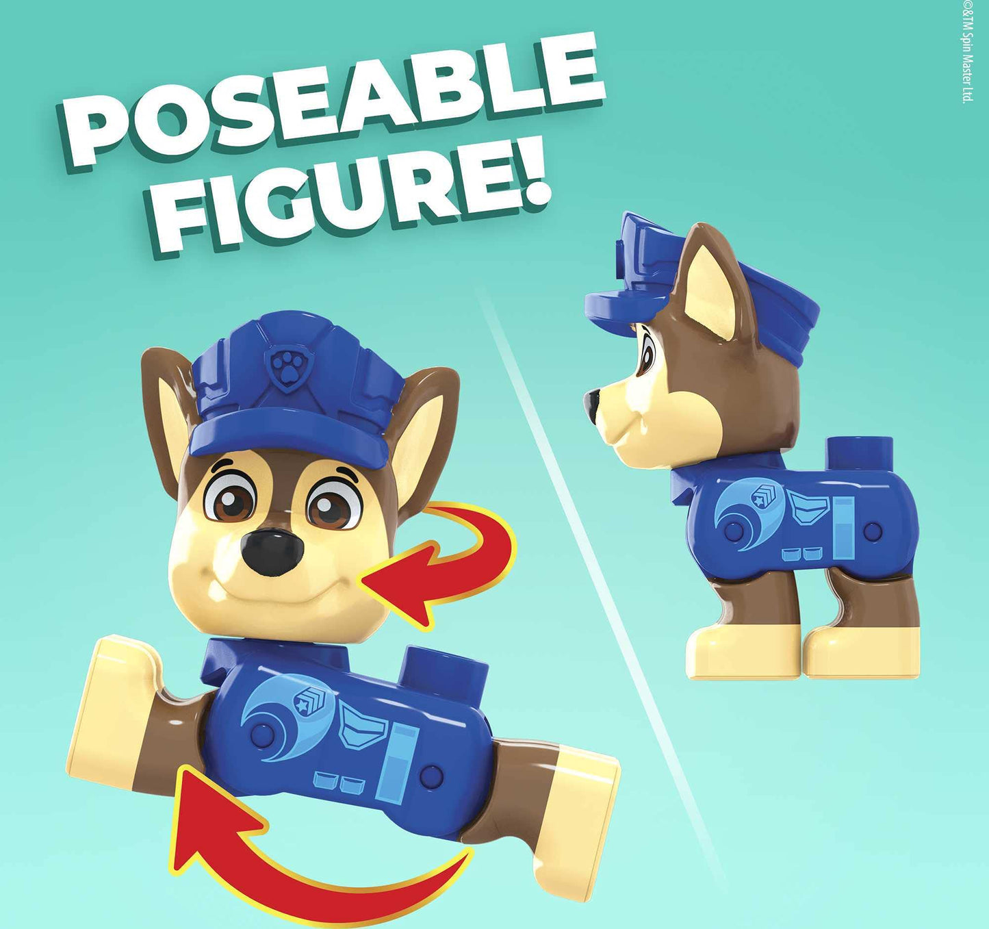 Mattel Mega Bloks PAW Patrol Chase's City Police Cruiser, 1 Poseable Chase Figure, 30 Mini Building Blocks, Building Toys for Toddlers, Ages 3+, GYJ00,