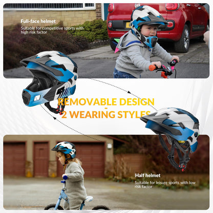 ROCKBROS Kids Helmet Toddlers Bike Full Face Helmet for Baby Child Youth BMX MTB Scooter Roller Skating Skateboard Adjustable Breathable Safety Crash Impact Resistance S: 48-54 cm, M: 54-58 cm