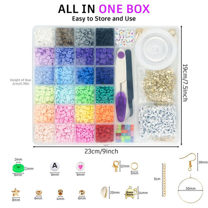Gionlion 6000 Clay Beads Bracelet Making Kit, Friendship Bracelet Kits Preppy Beads for Jewellery Making, Flat Heishi Bead for Bracelet Arts and Crafts Gifts for Teen Girls