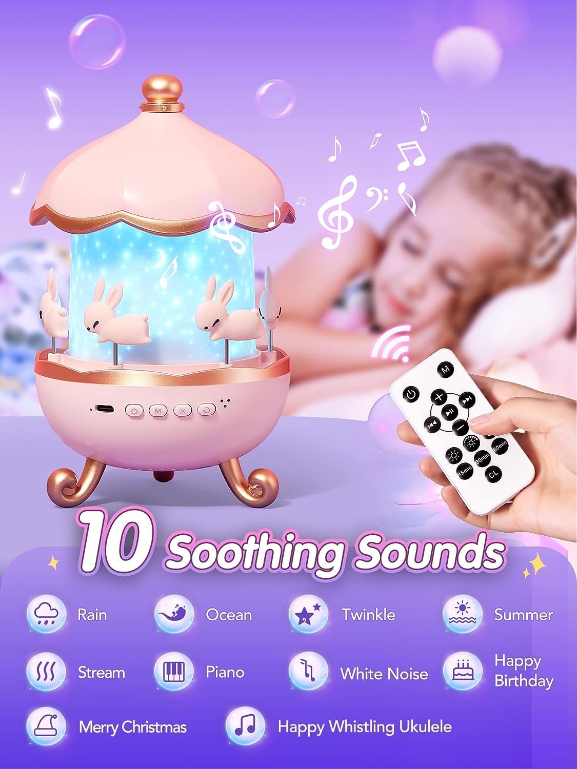 【Gift box】Sensory Toys for Babies Baby Girl Gift,15 Films+10 White Noise Baby Night Light Kids Night Light Projector,1200mAh+Remote Princess Christening Gifts for Girls Toys for 3 Year old Girls