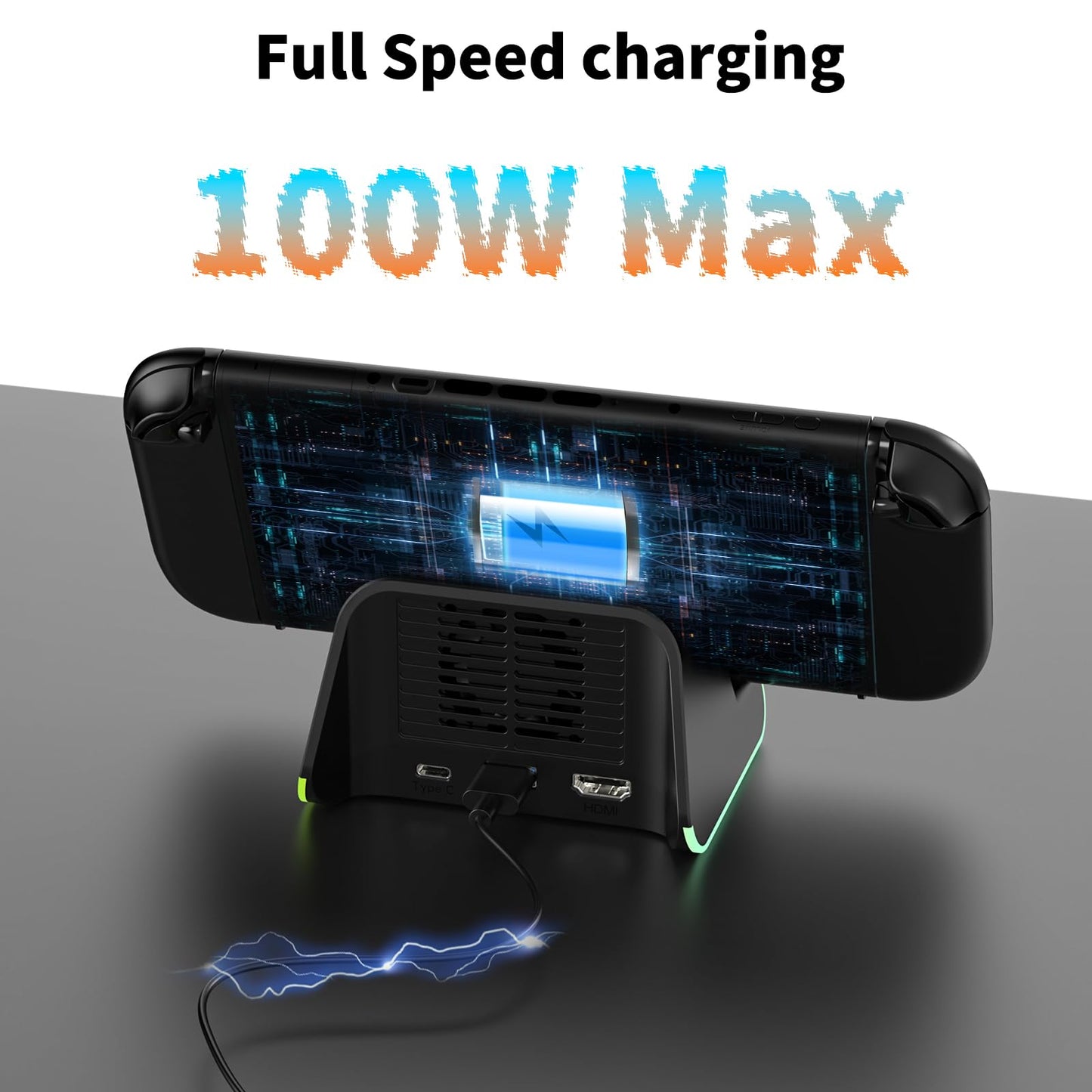 Riscvma Switch 2 Docking Station with 4K HDMI, 100W charging, USB 3.0 ports, and cooling fan for Nintendo Switch consoles