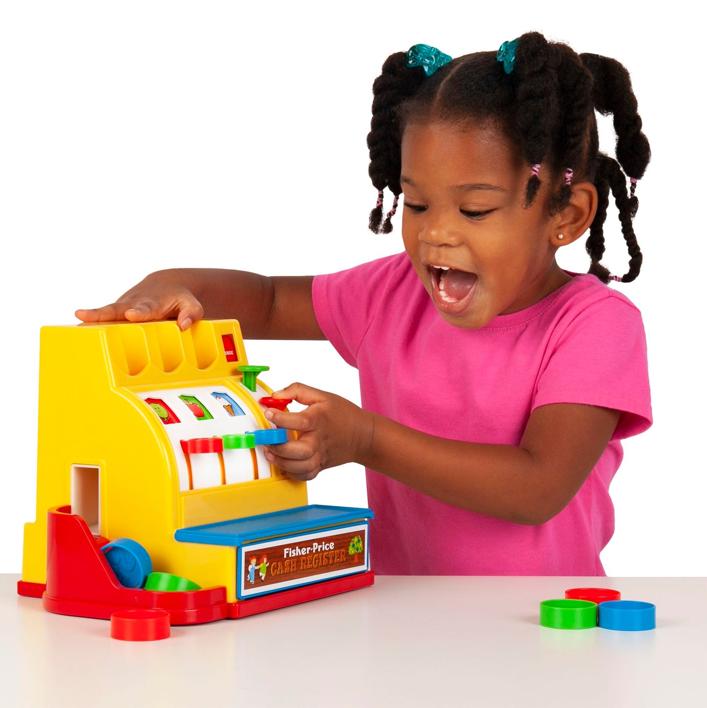 Fisher Price Classics | Cash Register | Educational and Learning Toy, Ideal for Toddler Role Play, Classic Toy with Retro-Style Packaging, Suitable for Boys and Girls Ages 2+ | Basic Fun 2073