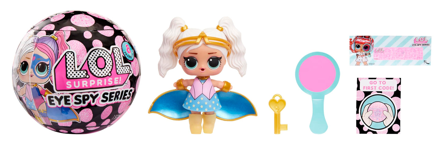 L.O.L. Surprise! Eye Spy Series Tots doll with blind packaging and color-change feature, showcasing multiple surprises and accessories.
