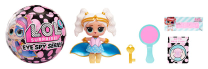 L.O.L. Surprise! Eye Spy Series Tots doll with blind packaging and color-change feature, showcasing multiple surprises and accessories.