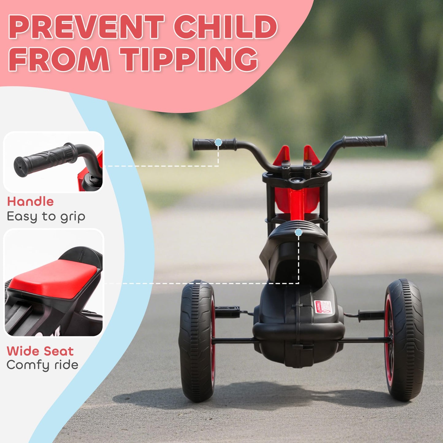 AIYAPLAY Kids Tricycle Baby Trike, Kids Trike with Pedal for Boys and Girls Ages 18–36 Months, 3 Wheel Toddler Balance Bike for Indoor Outdoor Use, Red