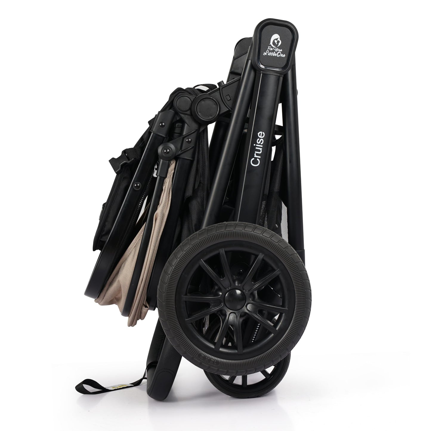 For Your Little One Cruise 3-in-1 Travel System with i-Size Car Seat, Stroller, 13kg Pram, Height Adjustable Handle, Pram, Newborn 0-4 Years Free Raincover and Cupholder (Dune Beige)