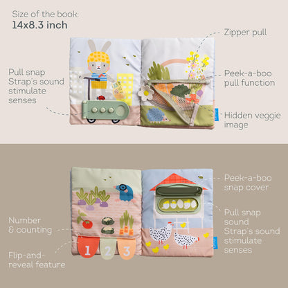 Taf Toys My First Busy Book. Baby Activity Book, Soft Cloth Touch & Feel Book for Toddlers. Montessori Busy Board. Early Learning Developmental Toy, Sensory Play. Suitable for Boys & Girls 18 months +