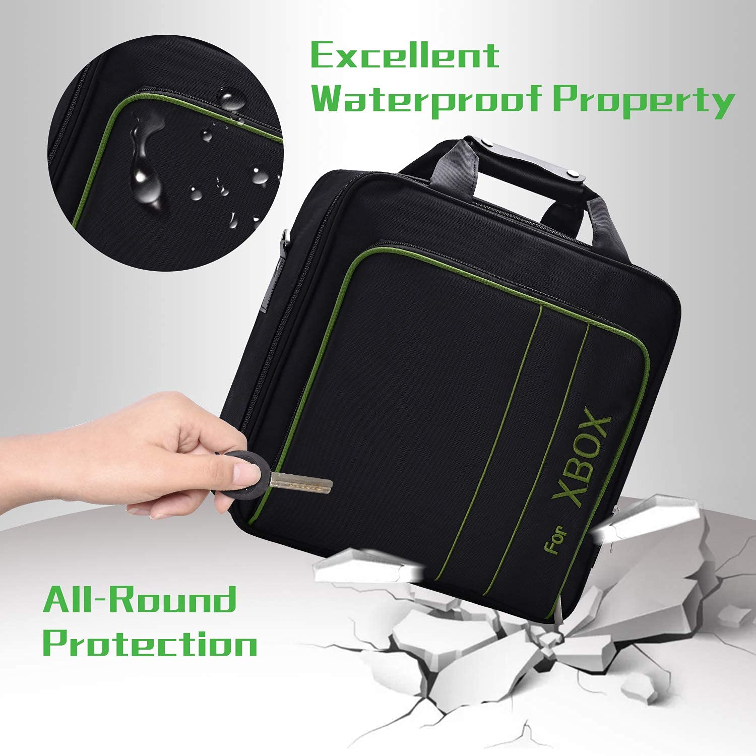G-STORY hard carrying case for Xbox Series S with storage compartments and included controller skin, ideal for travel and protection.