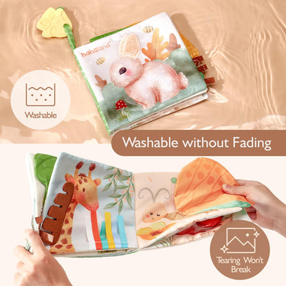 hahaland Baby Toys Baby Books 0-6 Months, Soft Cloth Newborn Sensory Books Toy for Babies, Touch Feel Activity Soft Book Infants Toys for 0 3 6 12 months Boy Girl Shower Gifts