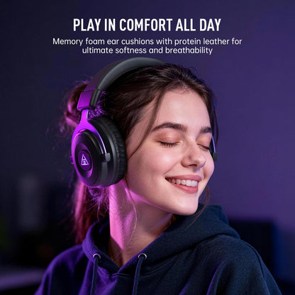 EKSA E900WT wireless gaming headset for PC and consoles with microphone, noise canceling, Bluetooth 5.4, and comfortable ear cushions.