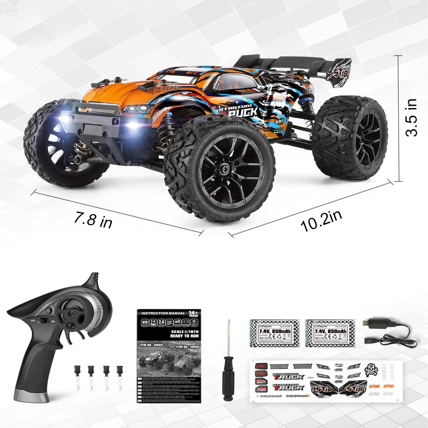 HAIBOXING RC Cars,1:18 36 KM/H High Speed Remote Control Cars for Adults Kids,2.4GHz 4WD Waterproof Off-Road Monster Truck with Two Batteries, ALL Terrain Buggy Vehicle Car Toy Gifts for Boys