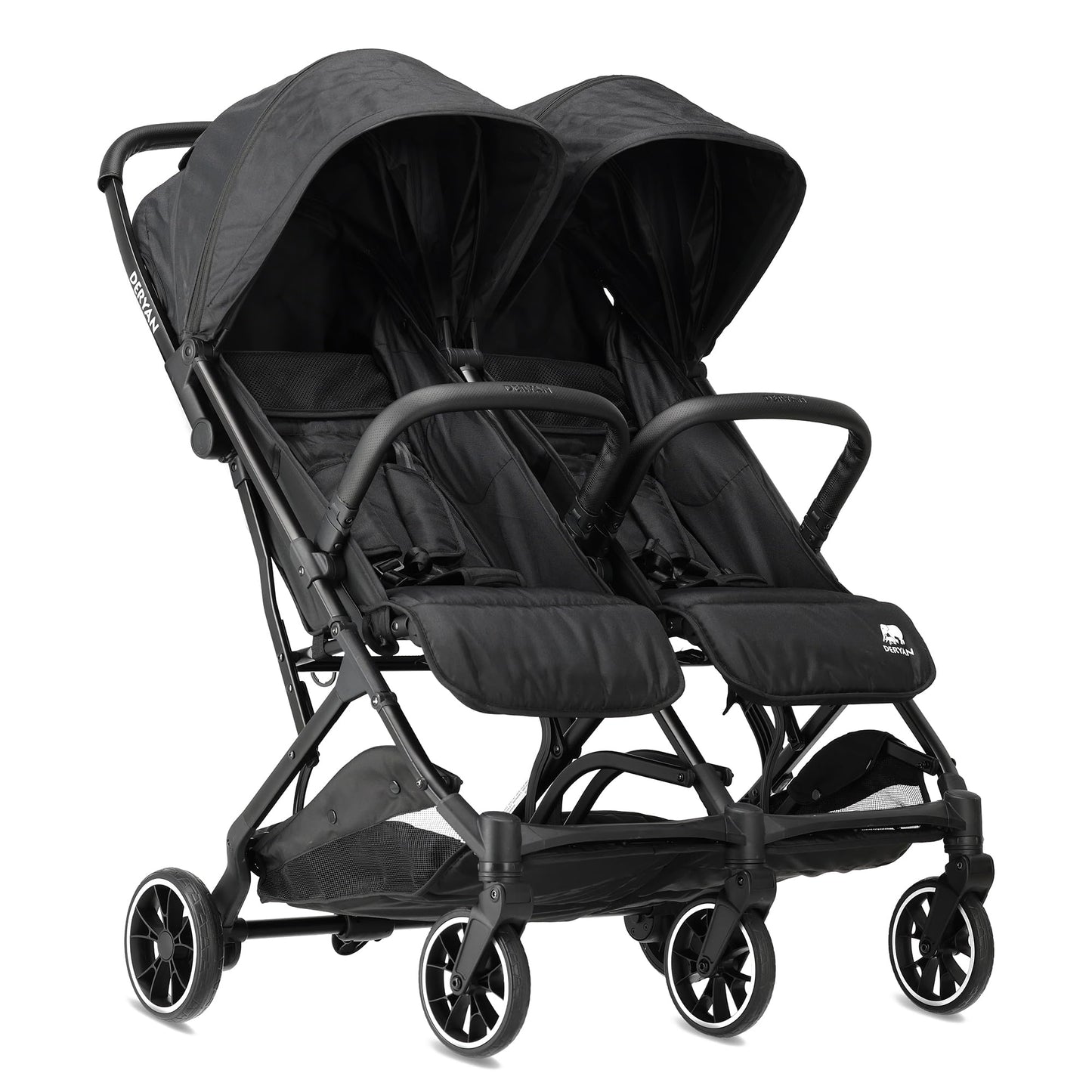 Deryan Rolo X2 pushchair in black, 2-in-1 pram and buggy for infants to 4 years, compact, foldable, with maximum load of 44 kg
