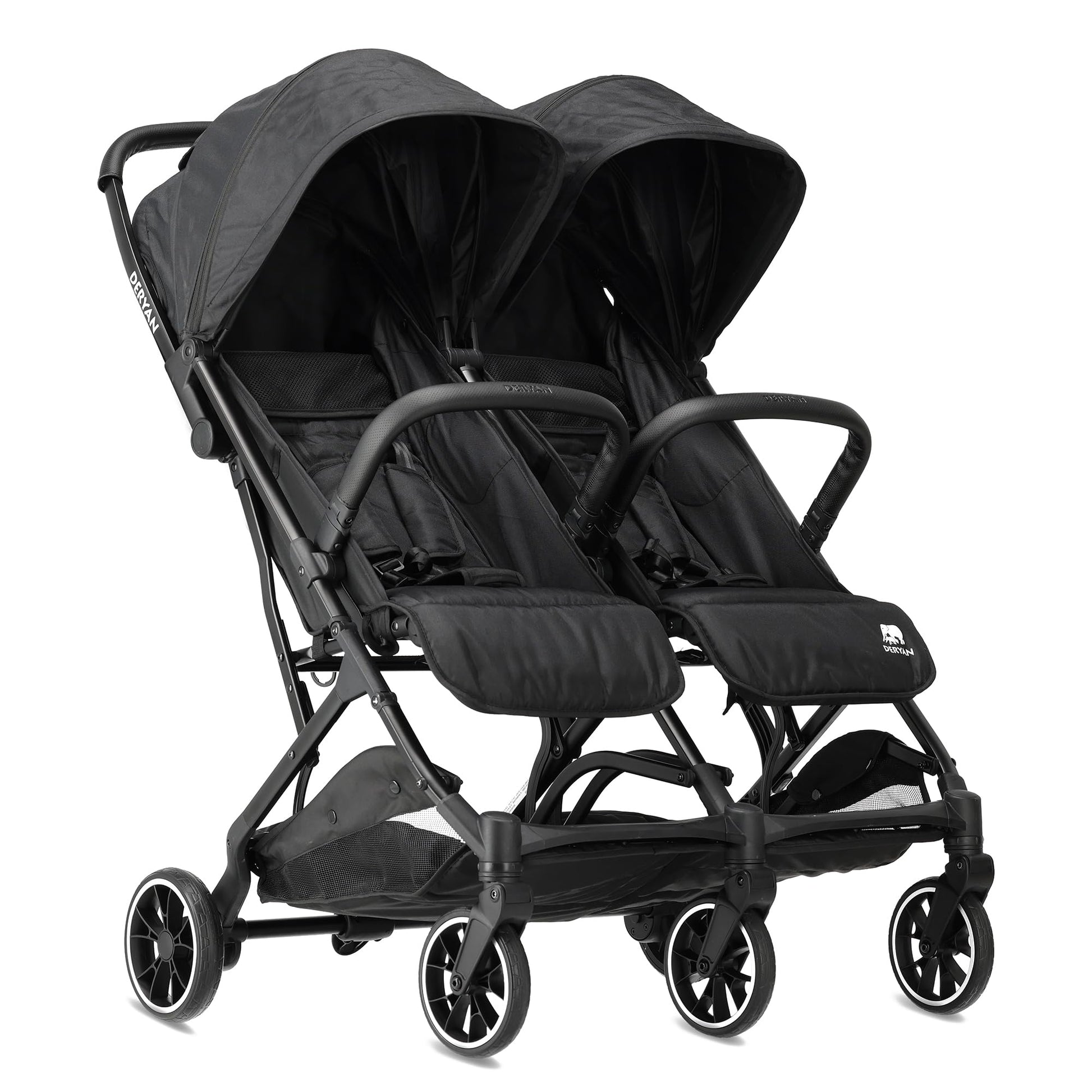 Deryan Rolo X2 pushchair in black, 2-in-1 pram and buggy for infants to 4 years, compact, foldable, with maximum load of 44 kg