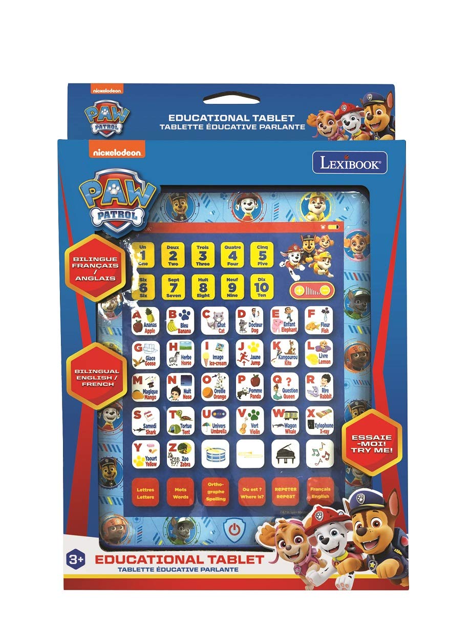 LEXIBOOK, Paw Patrol, Educational Bilingual Interactive Learning Tablet, Toy to learn alphabet letters numbers words spelling and music, English/French, Blue, JCPAD002PAi1
