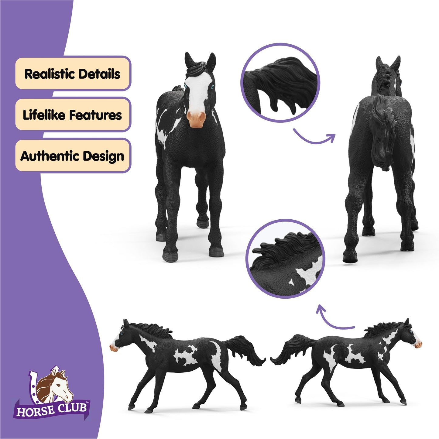 Schleich Horse Club - Paint Horse Gelding - 17cm Hand-Painted Collectable, Realistic Toy Horse Figurine for Girls and Boys. Durable Educational Figure for Fun Imaginative Play. Kids Toys Ages 5+ 14900